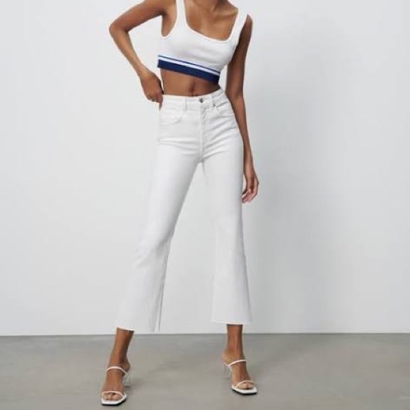 Zara Denim - Zara Mid-Rise Flared Cropped Jeans